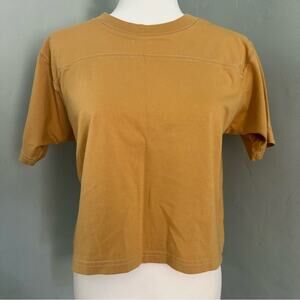 Urban Renewal Mustard Tee, Cropped, USA Made, Vintage Fabrics, Sustainable, M/L